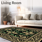 Elaborate Black Floral Medallion Rug