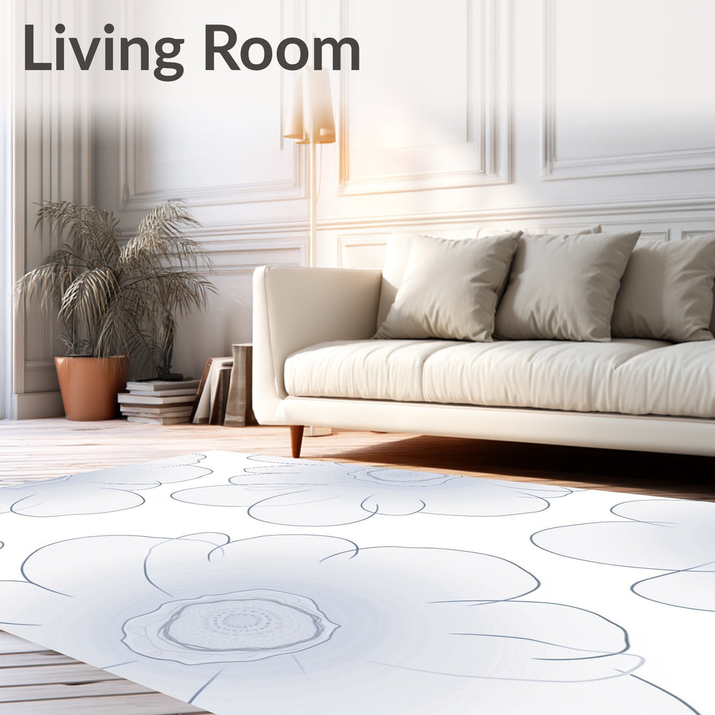 Light Blue Gradient Floral Pattern Rug