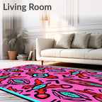 Bold Symmetric Floral Pattern Rug