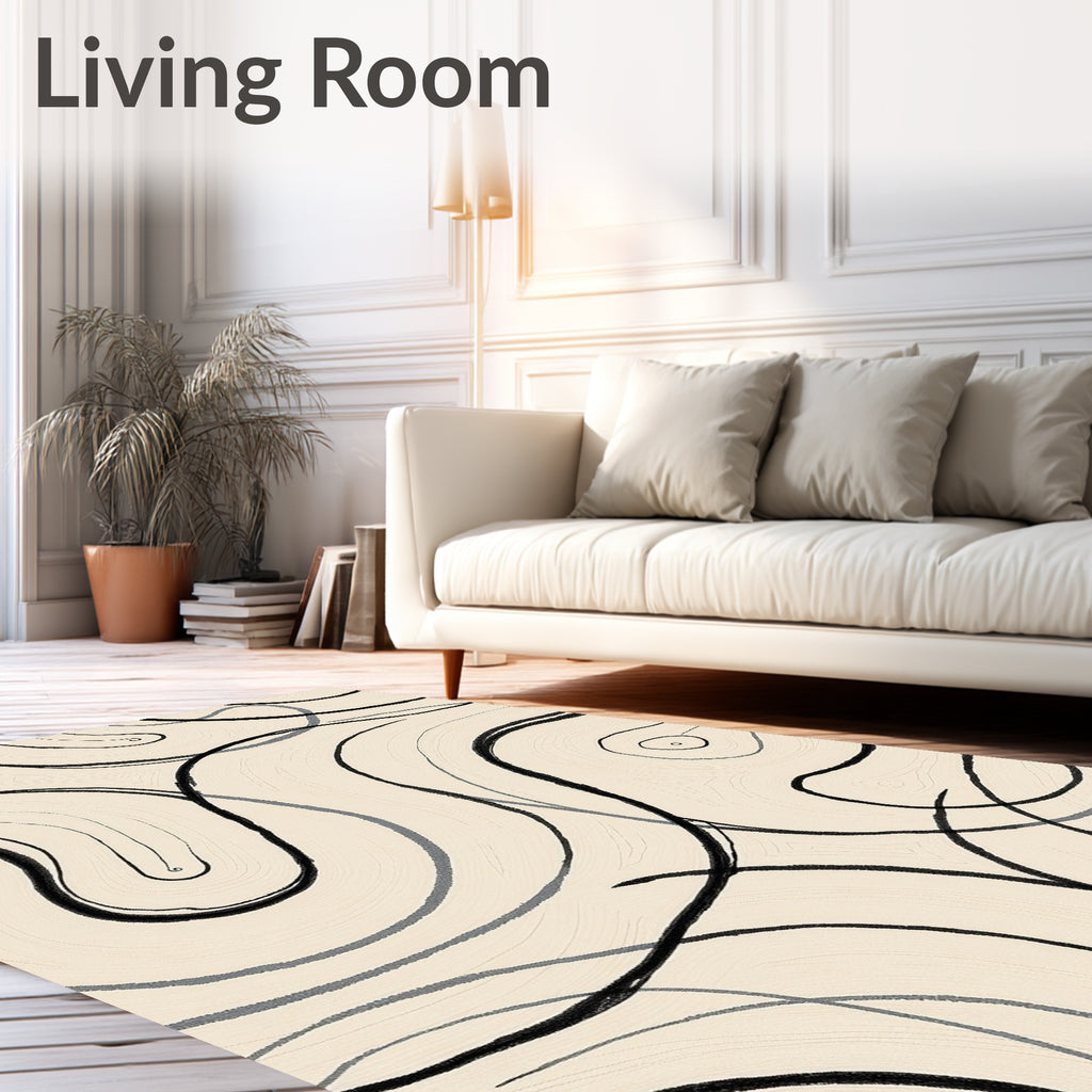 Abstract Swirls With Bold Lines Rug
