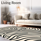 Organic Wavy Black Lines Pattern Rug