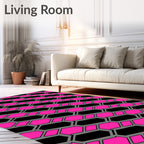 Dynamic Pink Hexagonal Pattern Rug
