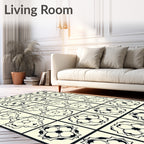 Monochrome Floral Symmetry Design Rug
