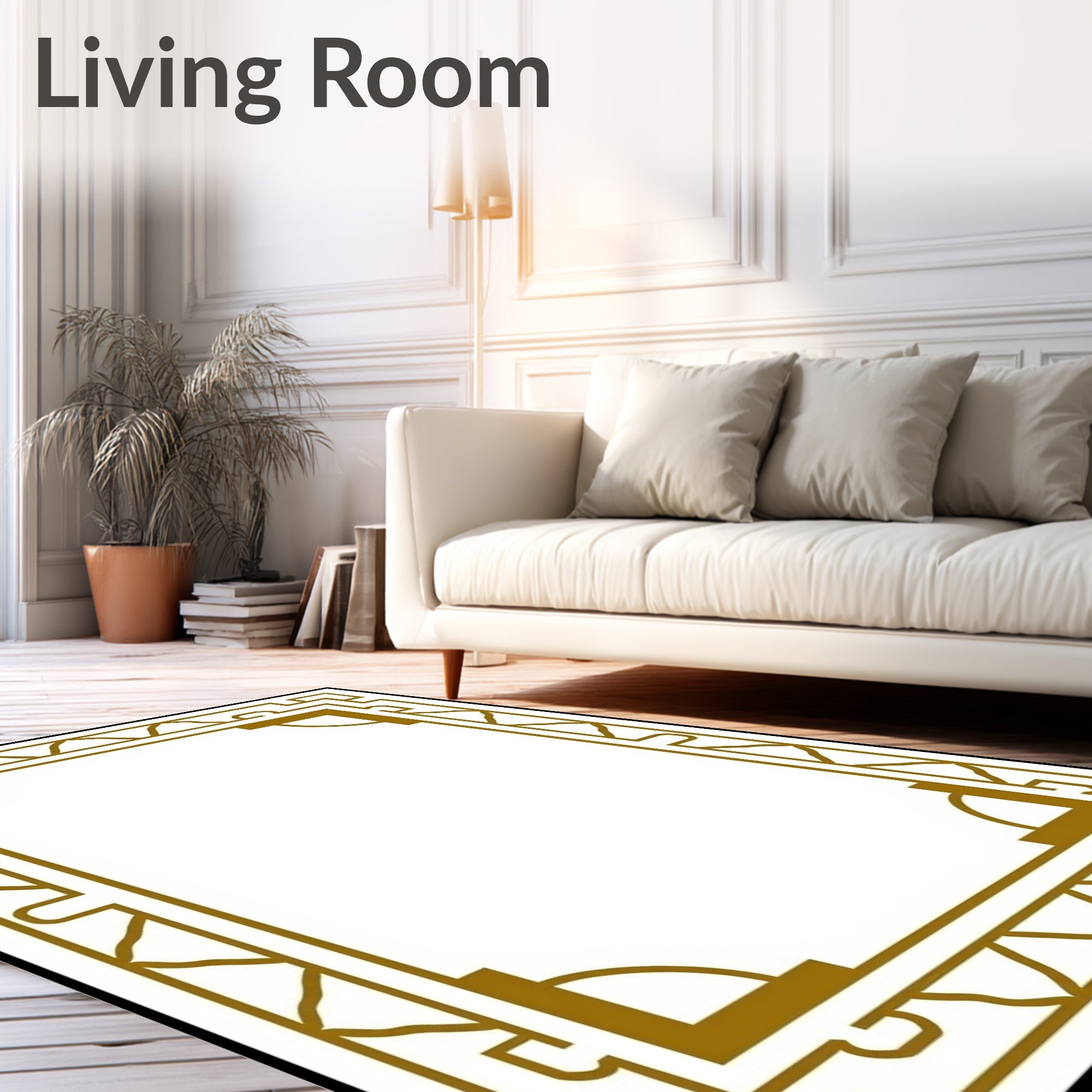 Modern Geometric Border Rug