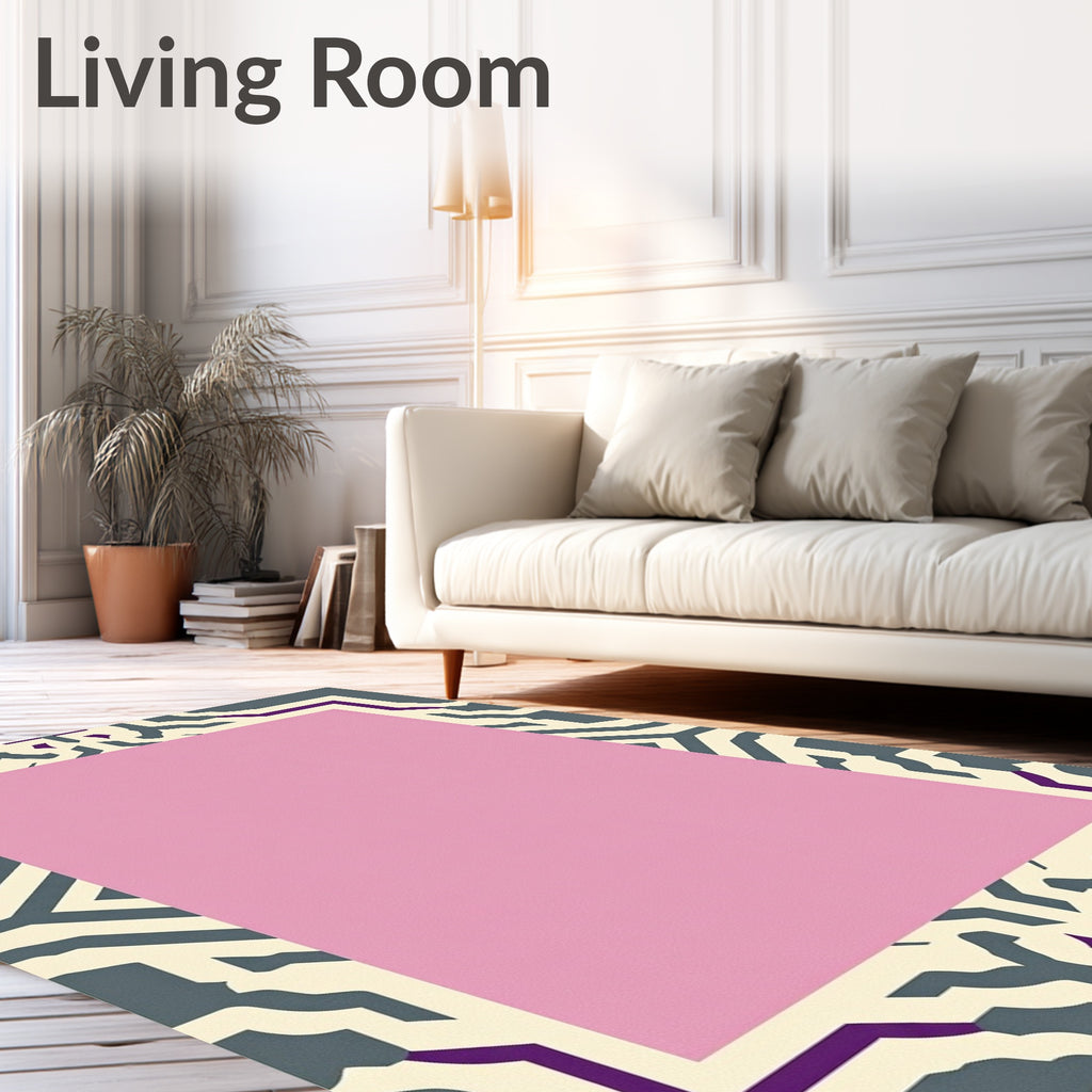 Modern Geometric Pink Center Rug