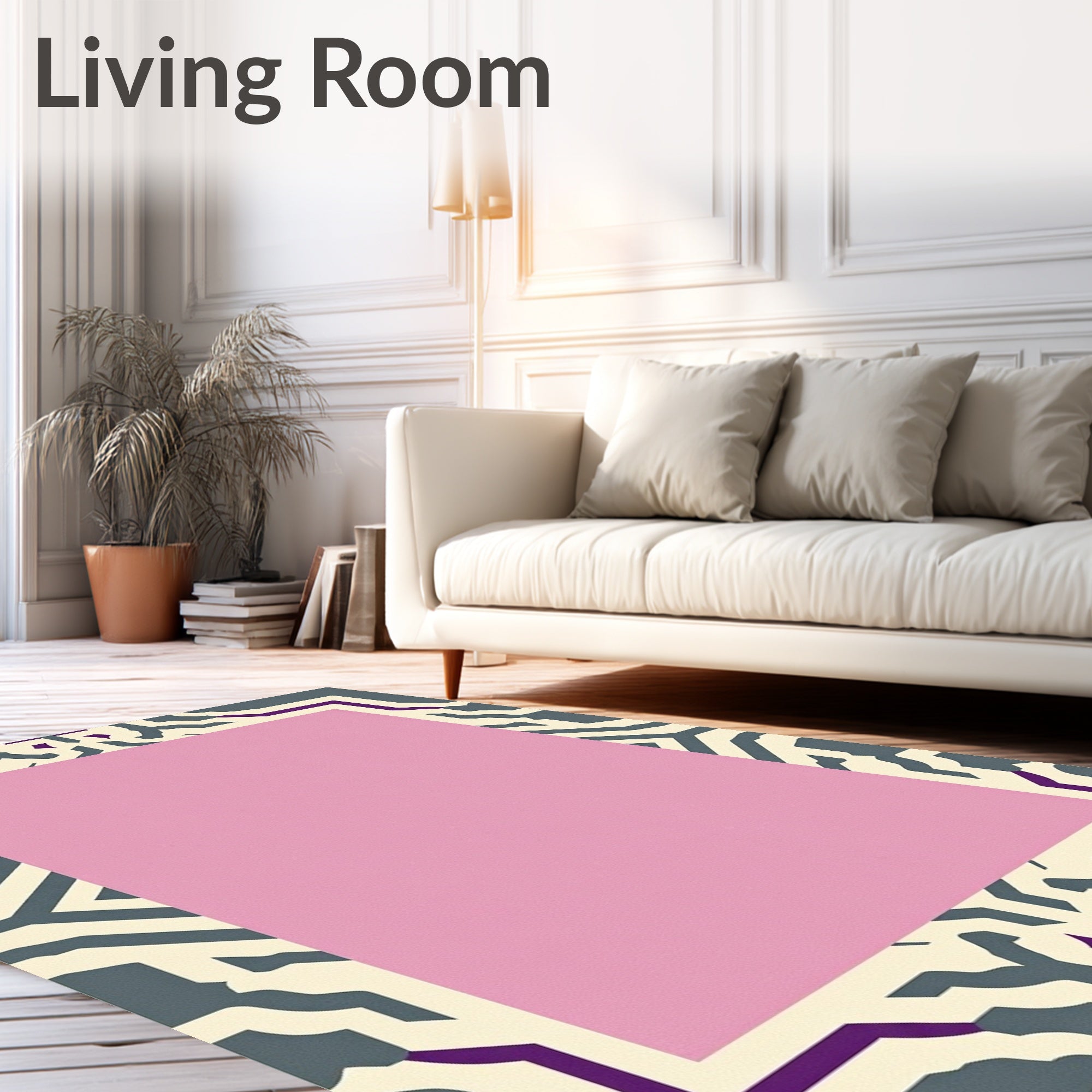 Modern Geometric Pink Center Rug
