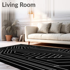Bold White Geometric Maze Pattern Rug