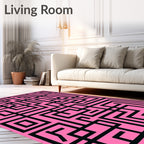 Pink Black Labyrinth Graphic Rug
