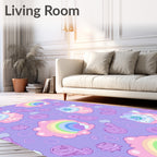 Whimsical Pastel Cloud Rainbow Pattern Rug