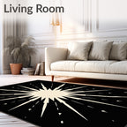 Bold Starburst Patterned Black Rug