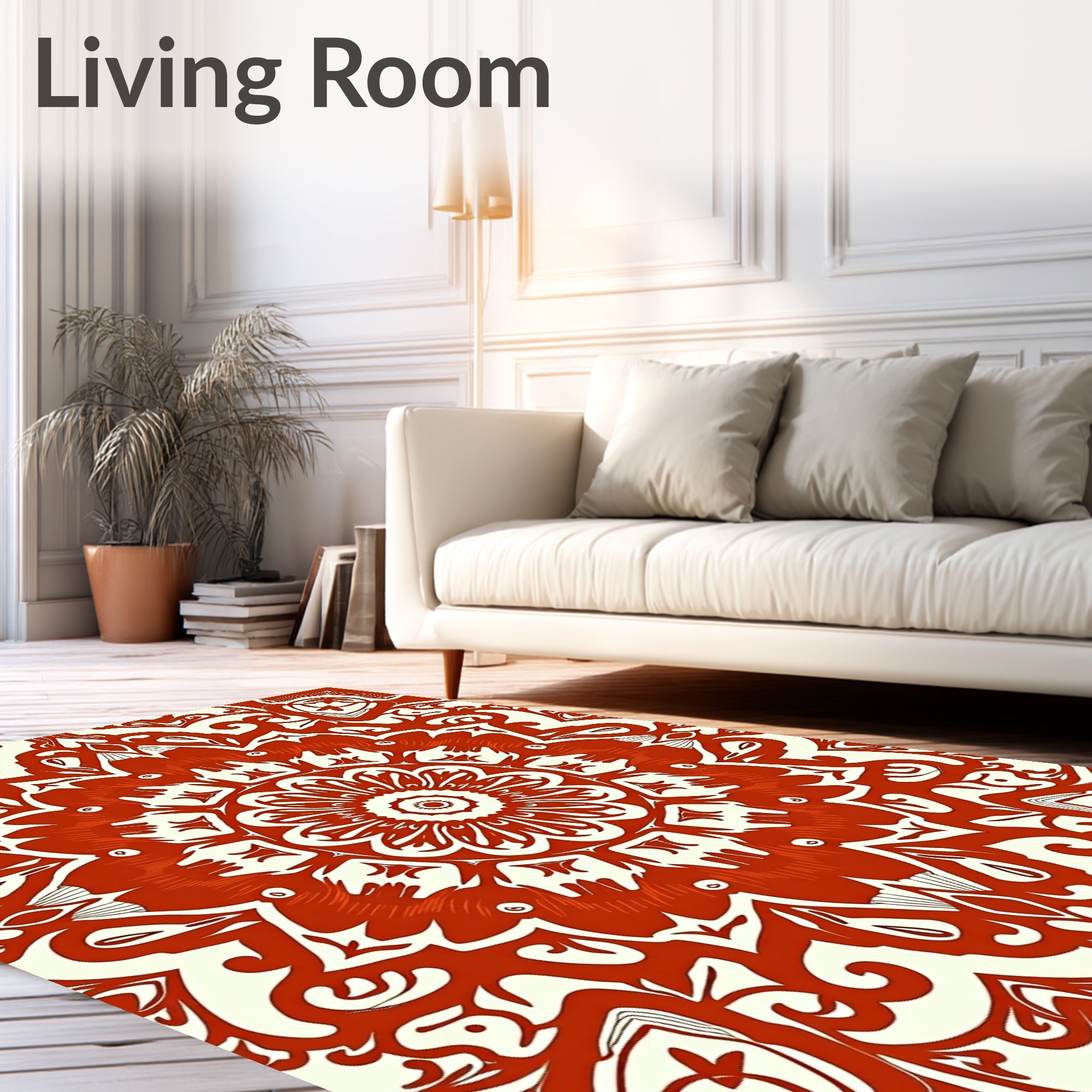 Mandala Inspired Intricate Red Design Rug