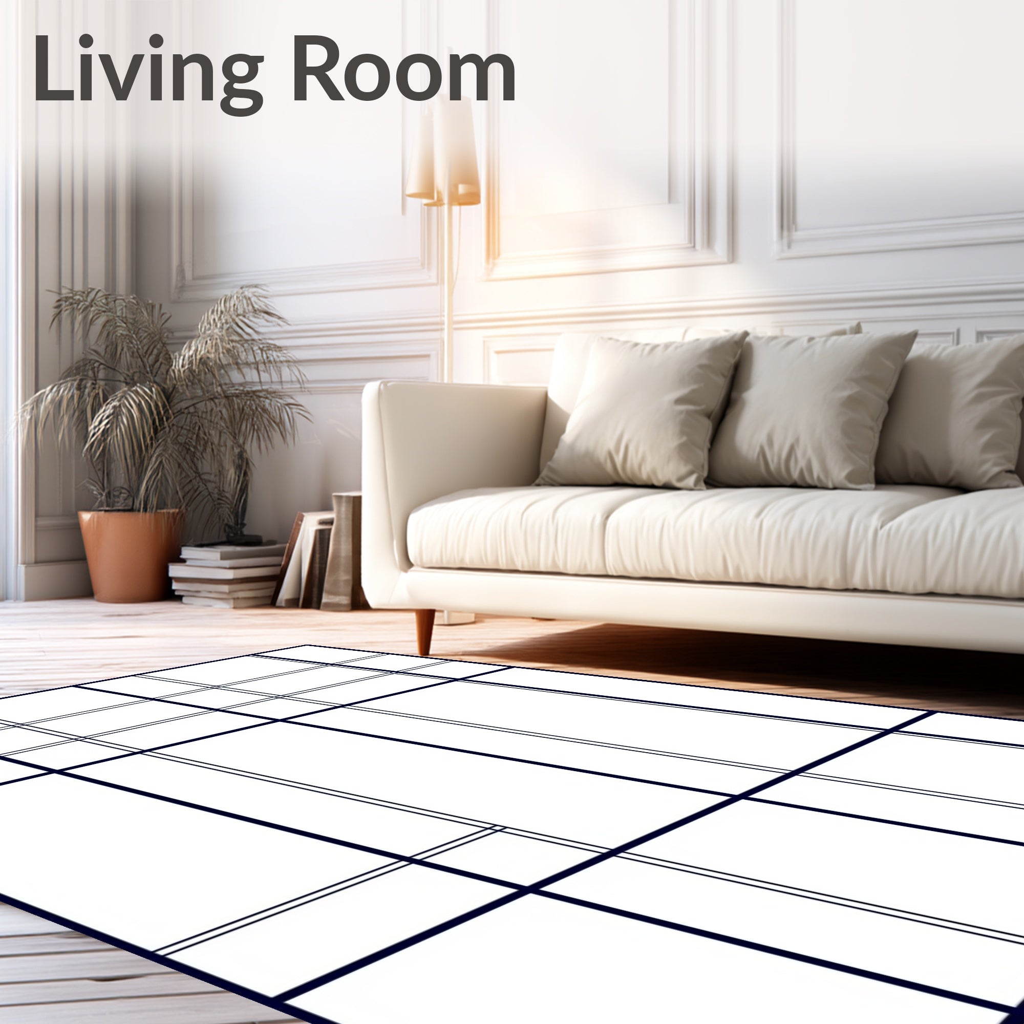 Bold Grid Abstract Design Rug