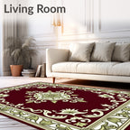 Regal Dark Red Floral Medallion Rug