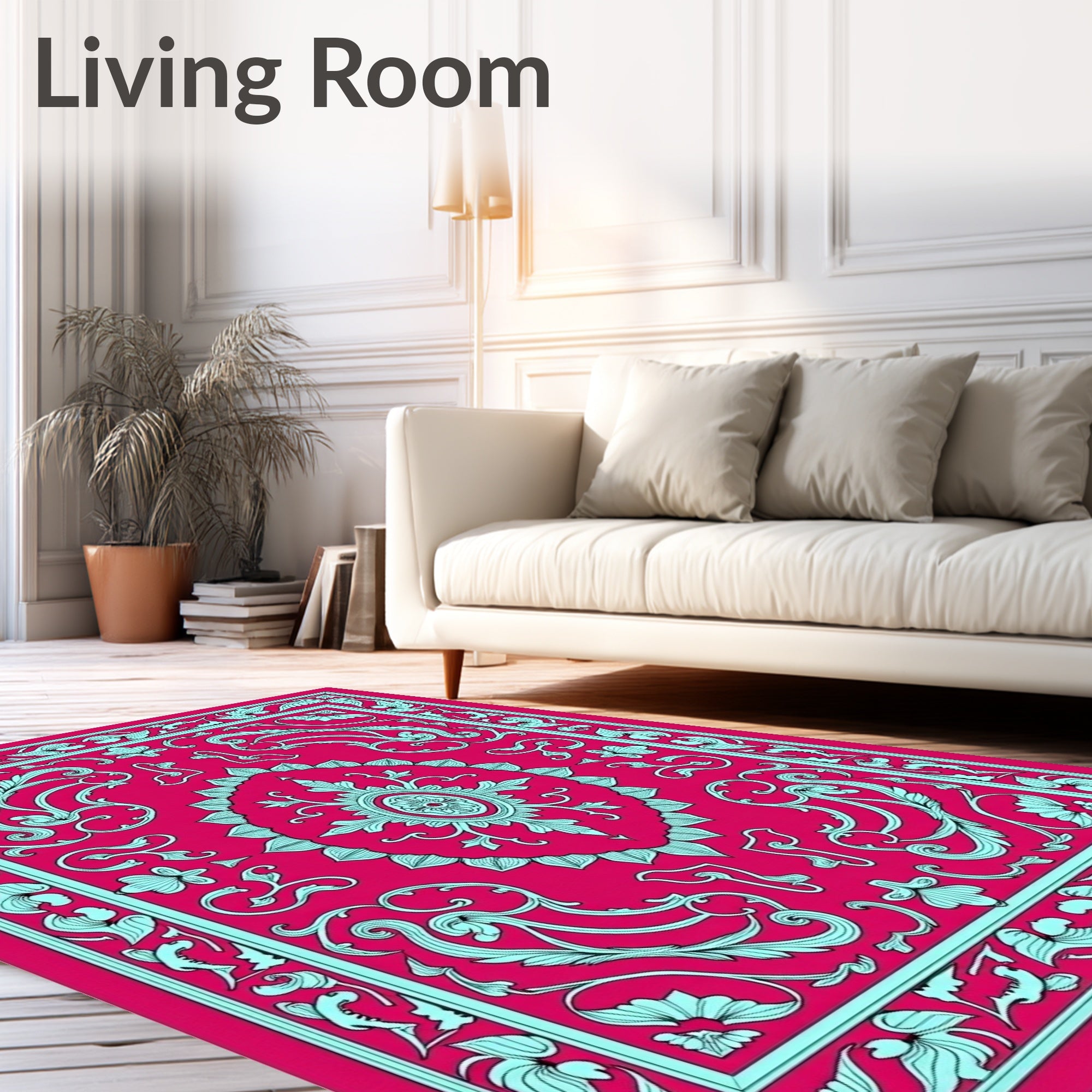 Vibrant Floral Medallion Motif Rug
