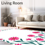 Pink Floral Border Design Rug