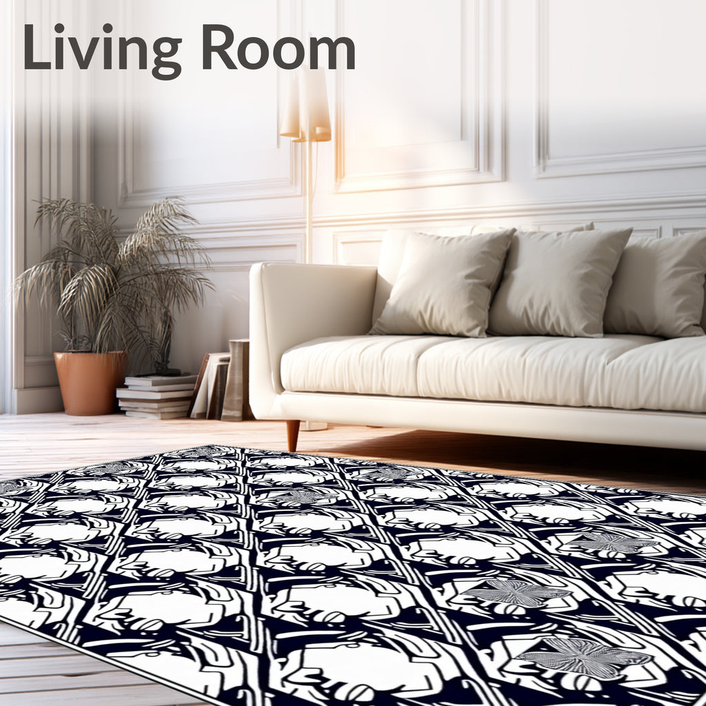 Bold Butterfly And Face Motif Rug