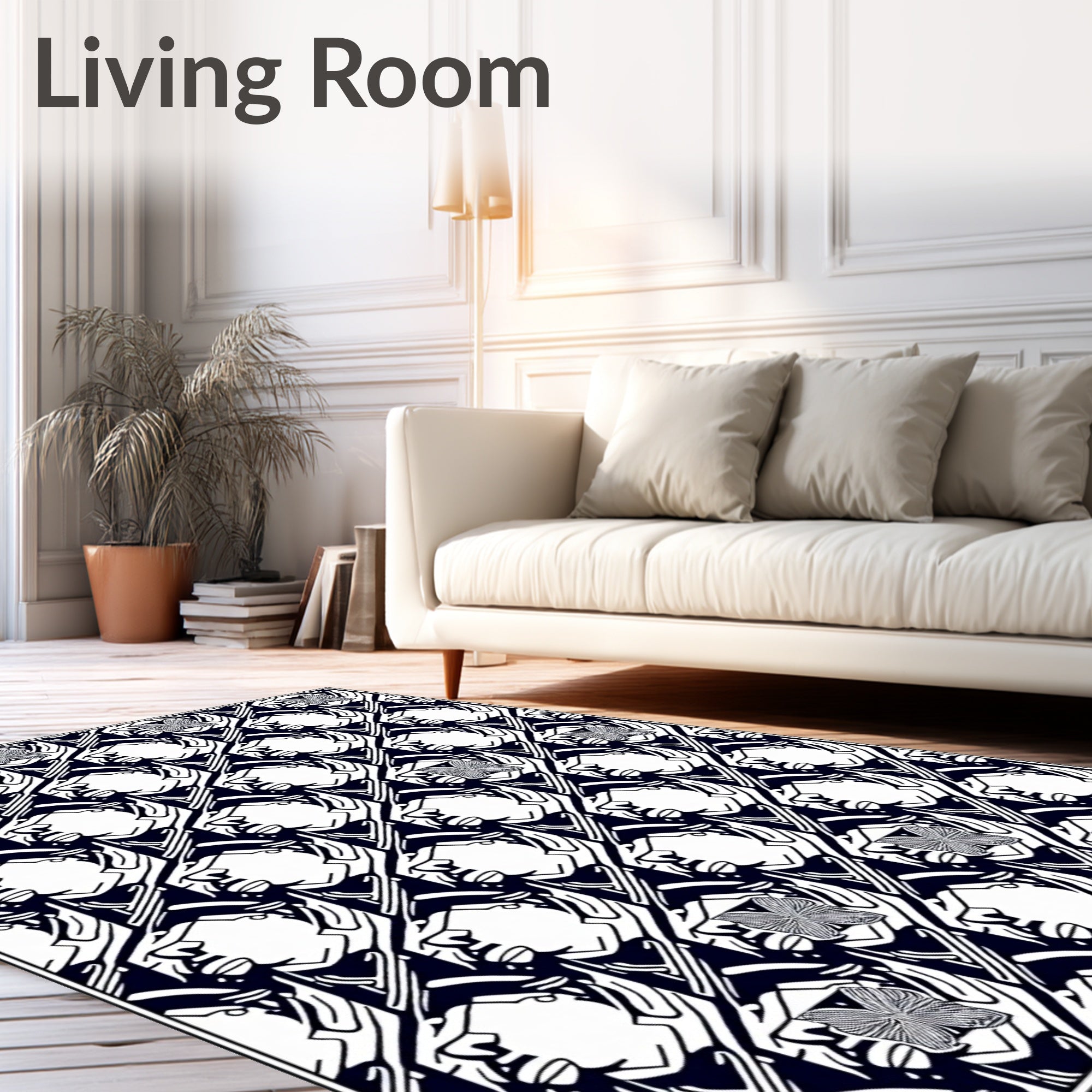 Bold Butterfly And Face Motif Rug