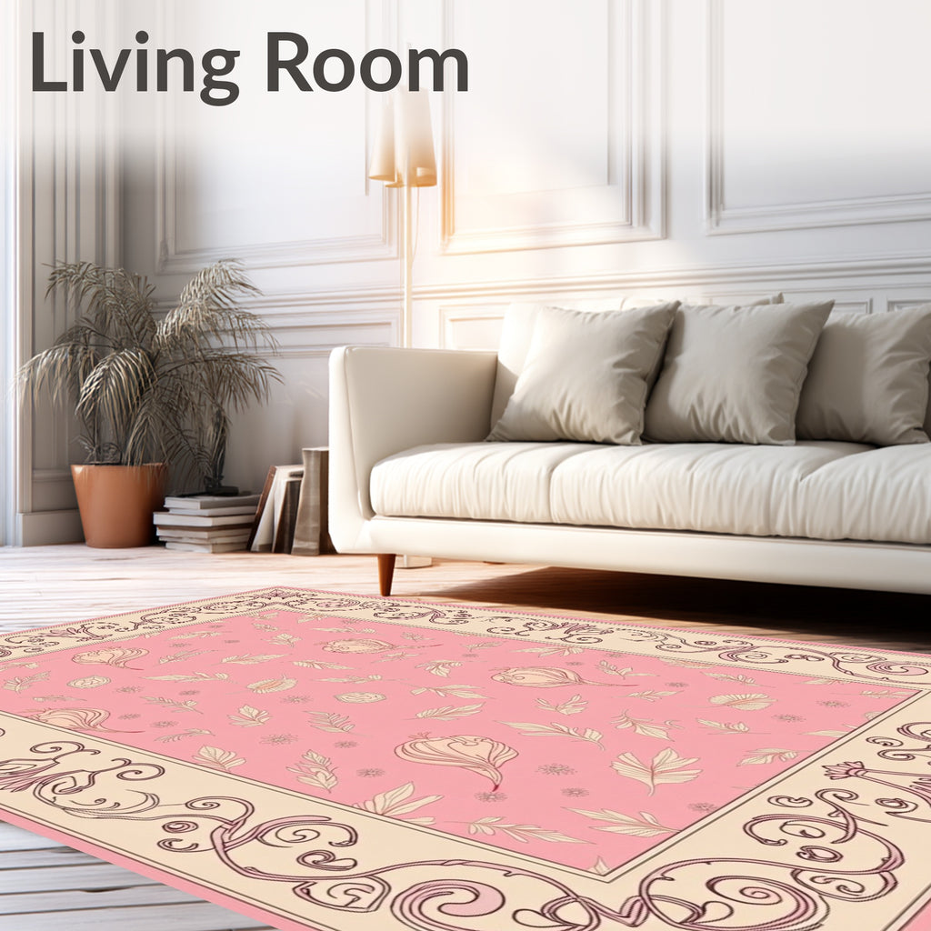 Ornate Floral Leaf Frame Rug