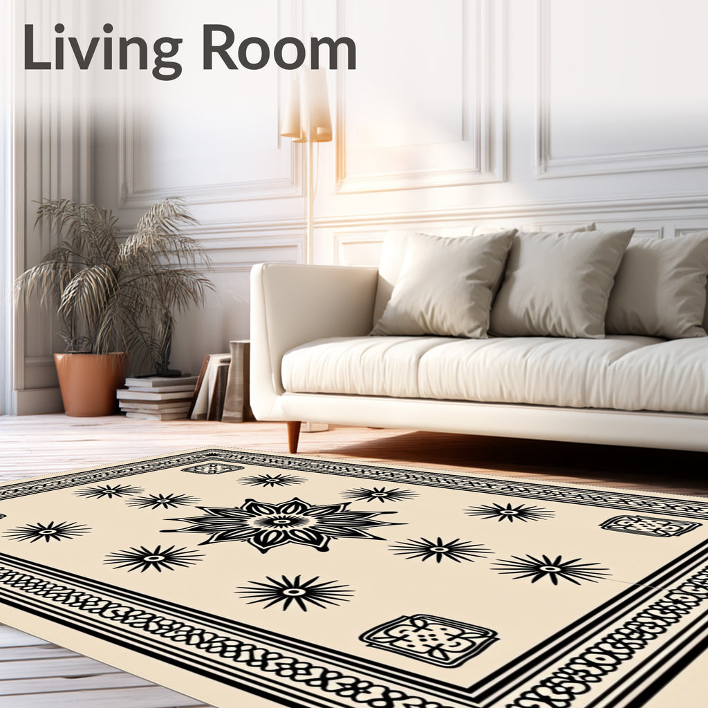 Bold Floral Star Pattern Rug
