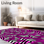 Bold Pink Black Abstract Lines Rug