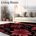 Bold Floral Print With Red Petals Rug