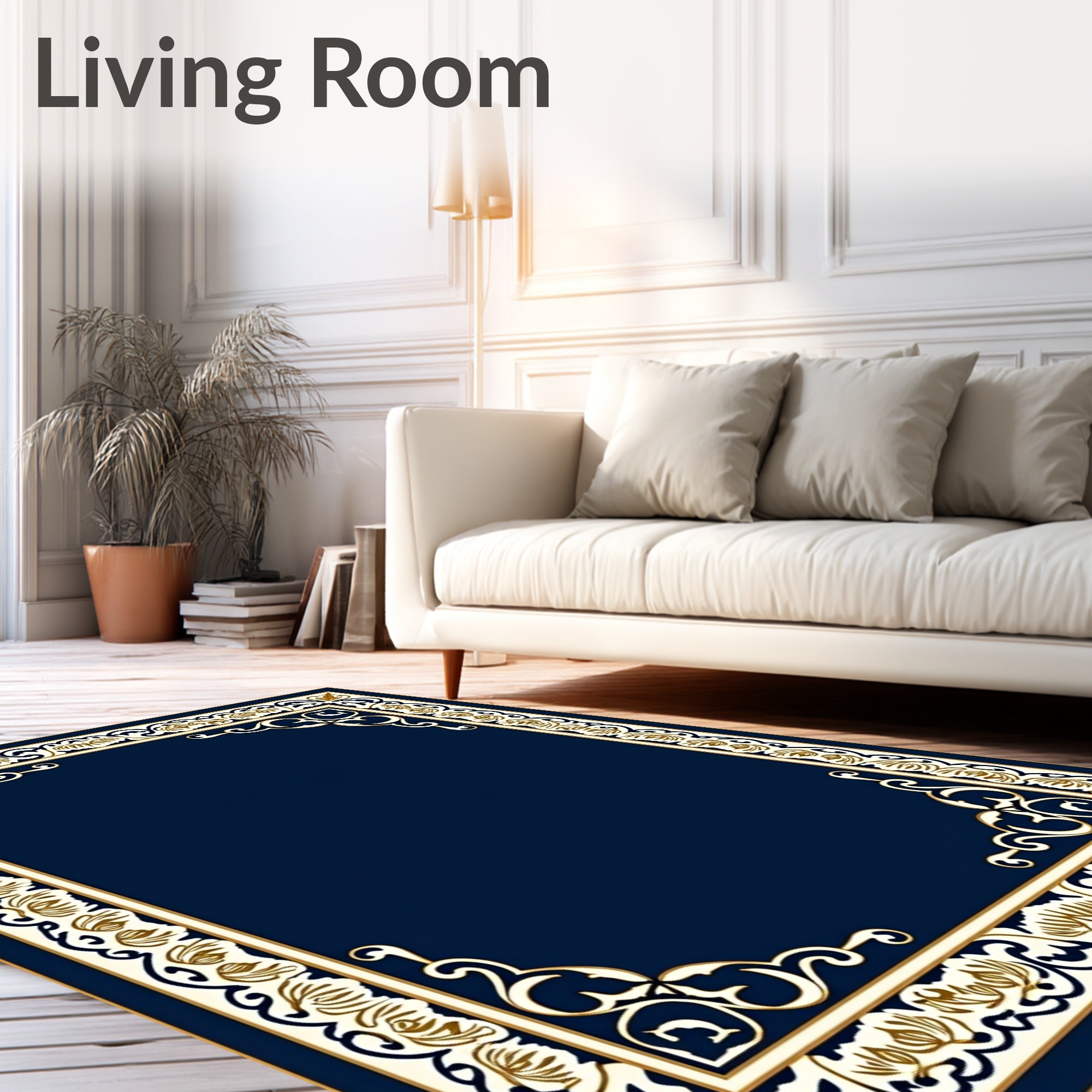 Ornate Floral Border Classic Rug