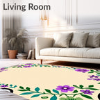 Vibrant Purple Floral Border Pattern Rug
