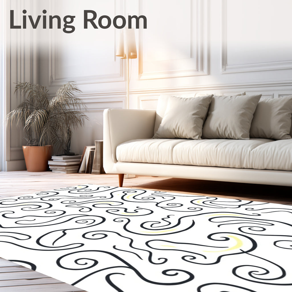 Abstract Swirl Pattern With Yellow Accents Rug