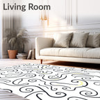 Abstract Swirl Pattern With Yellow Accents Rug