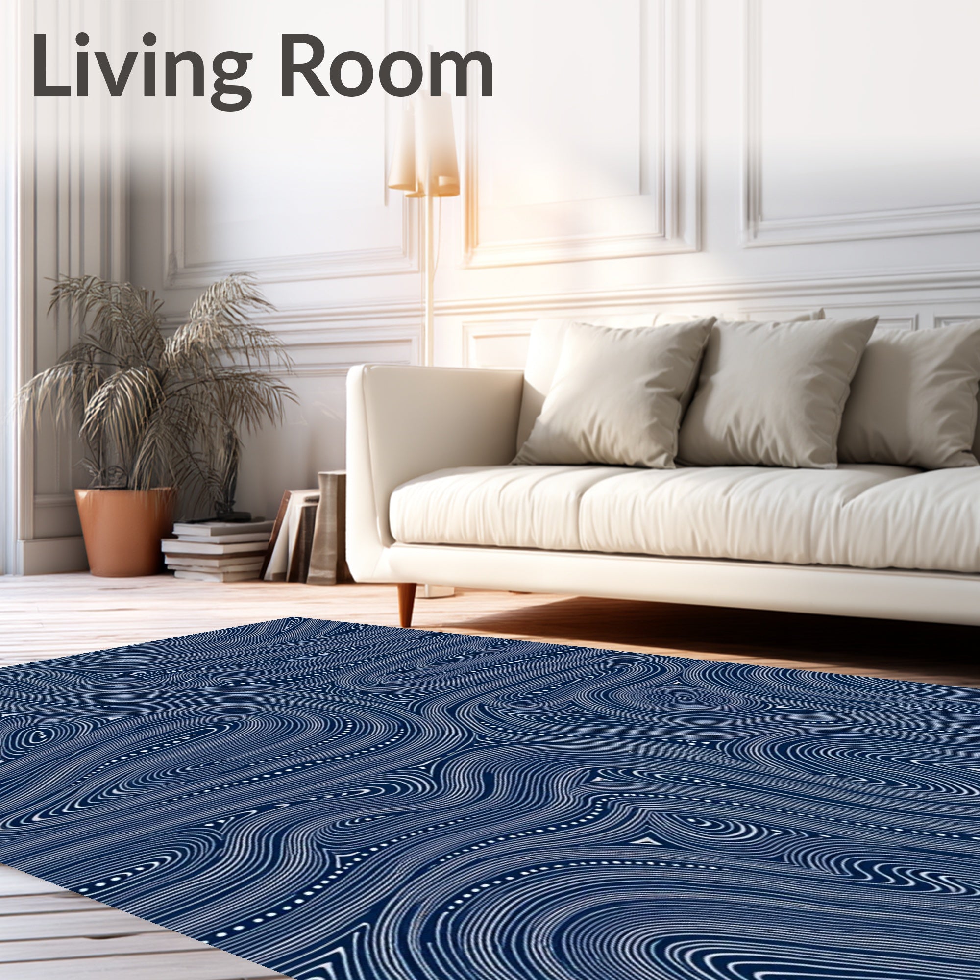 Flowing Swirls and Dots Pattern Rug