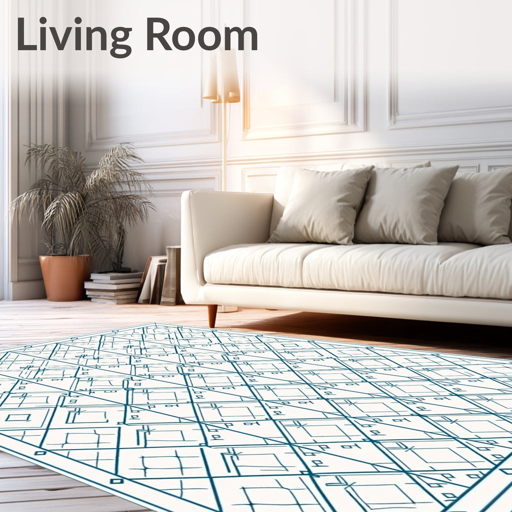 Geometric Diamond Line Art Design Rug