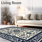 Ornate Floral Damask Pattern Rug