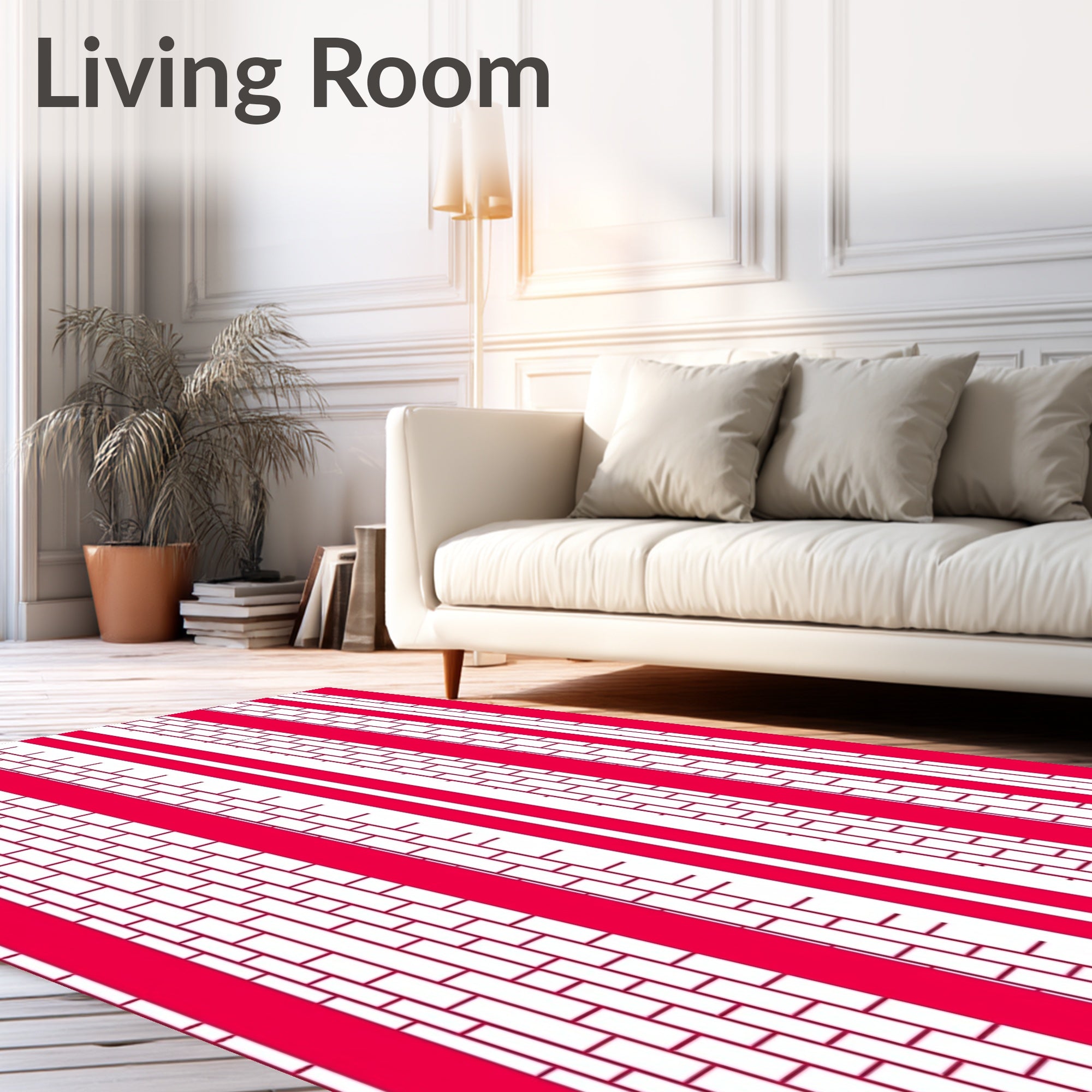 Red Vertical Brick Stripe Pattern Rug