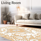 Classic Beige Swirls Medallion Rug