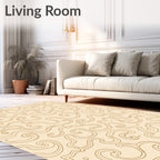 Cream Swirl Abstract Pattern Rug