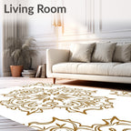 Ornate Gold Mandala Pattern Rug
