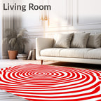 Crimson Red Swirl Abstract Lines Rug