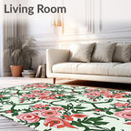 Vintage Pink Rose Vine Pattern Rug