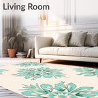 Aqua Floral Mandala Pattern Rug
