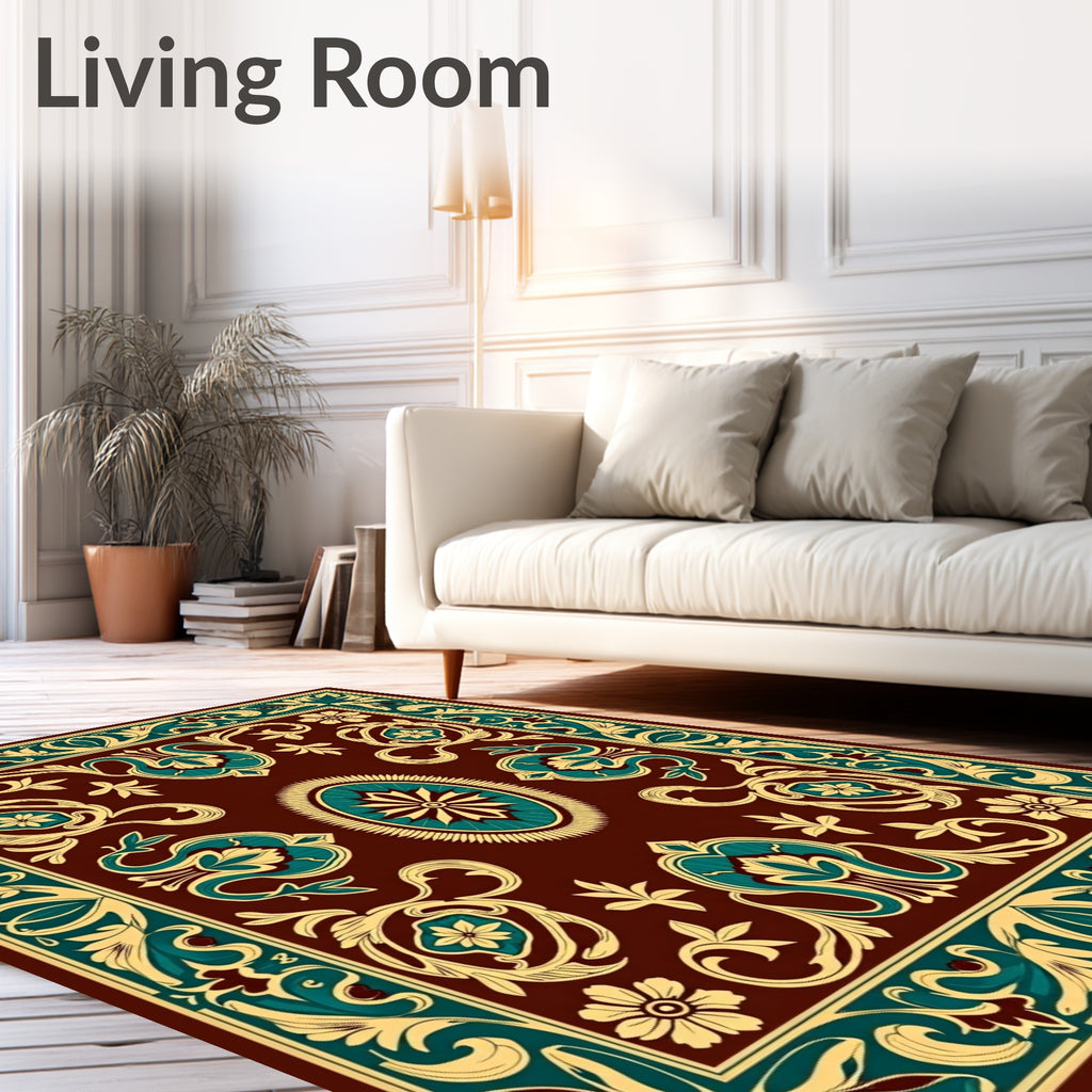 Ornate Floral Baroque Pattern Rug