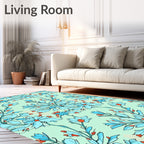 Sky Blue Floral Vine Pattern Rug
