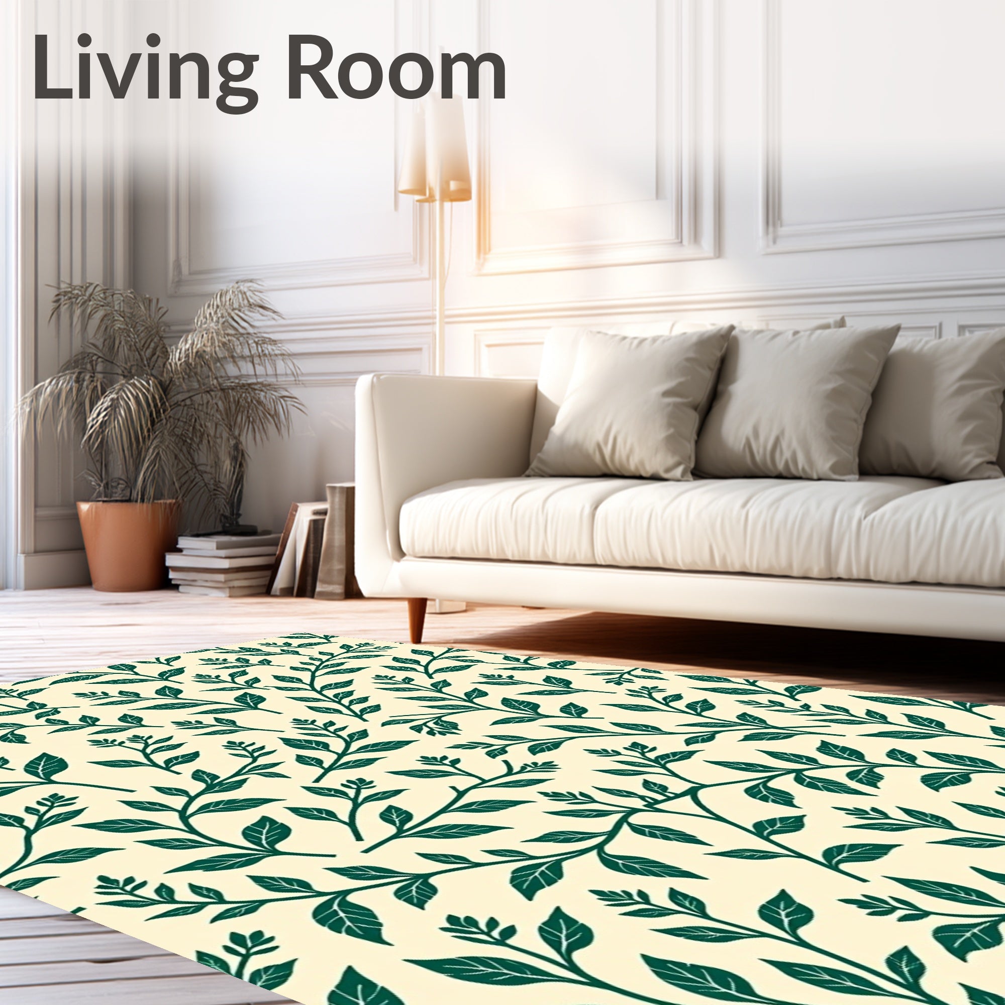 Green Leaf Vine Pattern Rug