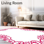 Intricate Fuchsia Swirl Border Design Rug