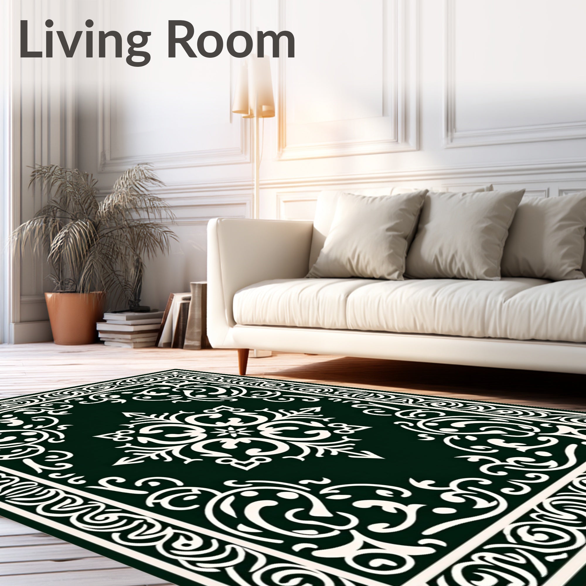 Ornate Floral Scrollwork Pattern Rug