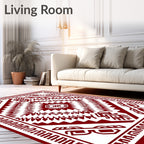 Bold Red Tribal Geometric Pattern Rug