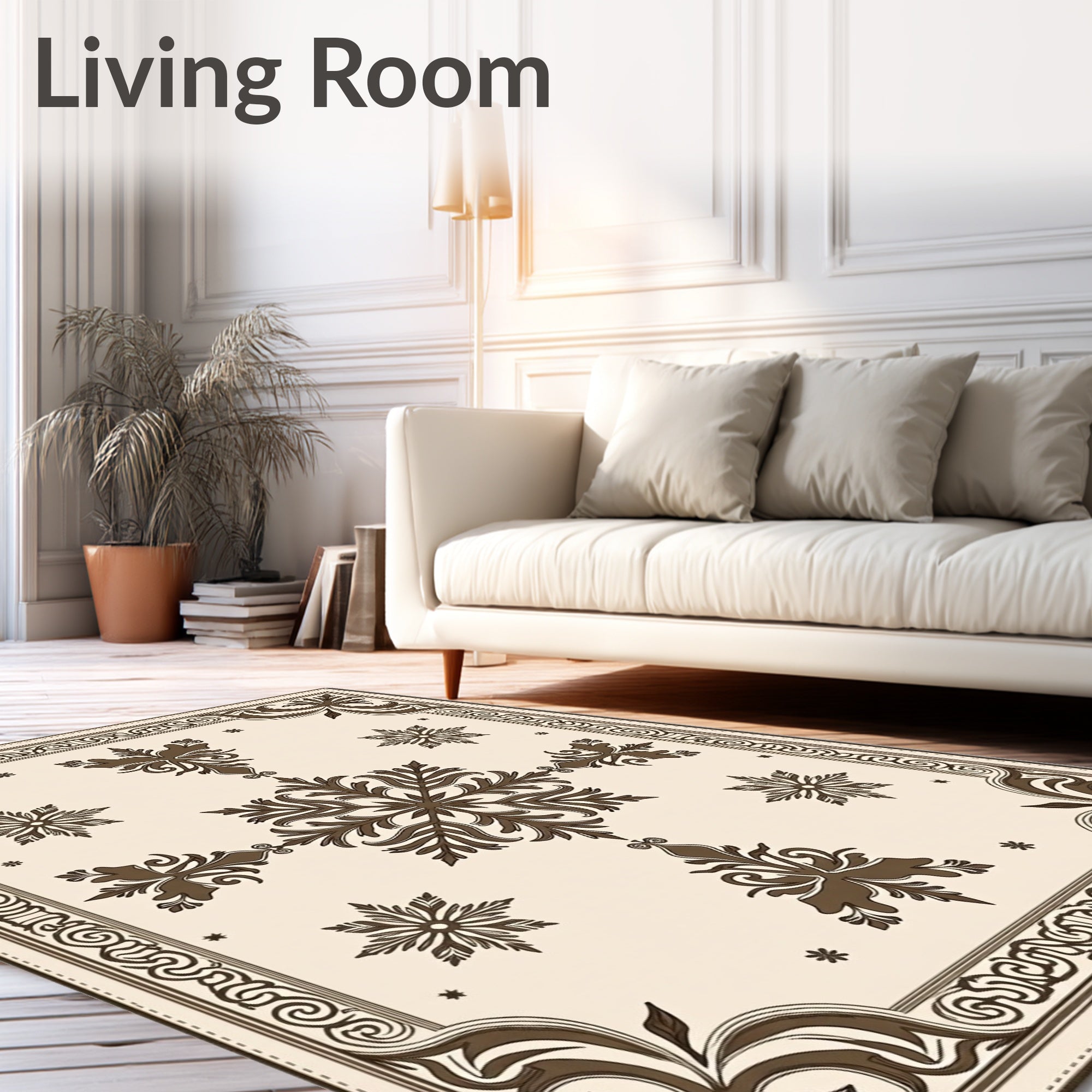 Brown Classic Floral Star Design Rug