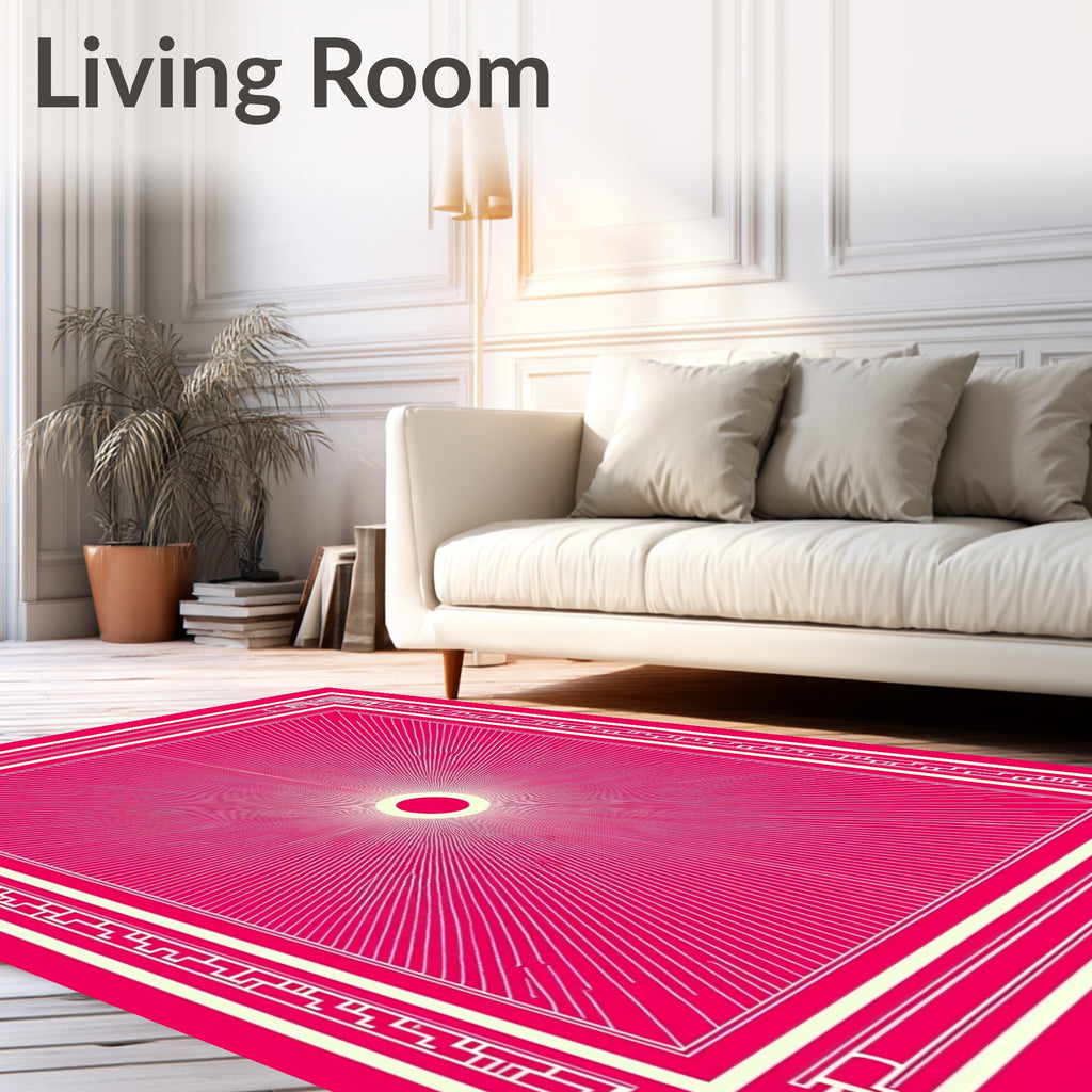 Radiant Sun Geometric Border Rug