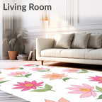 Drawn Petal Flower Pattern Rug