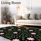 Pink Floral Vine Pattern Design Rug