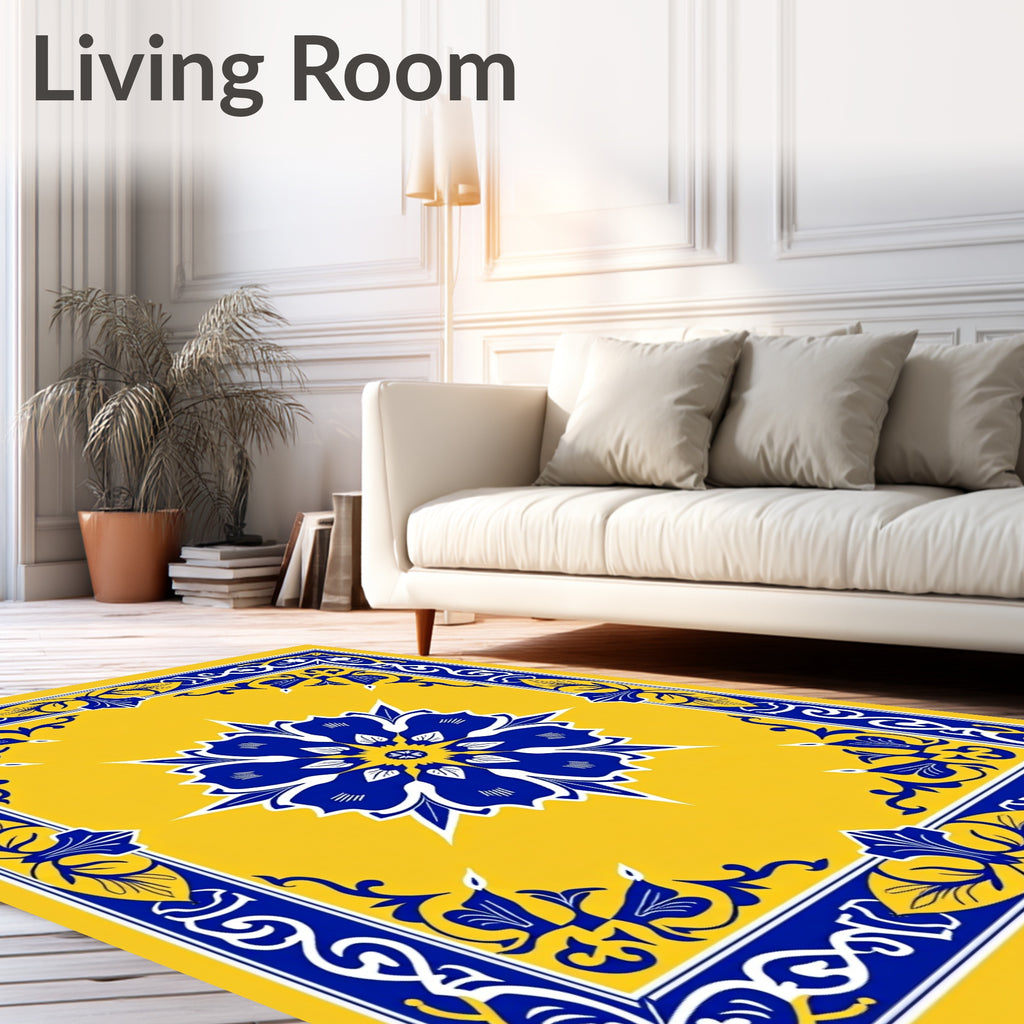 Bold Floral Geometric Medallion Design Rug